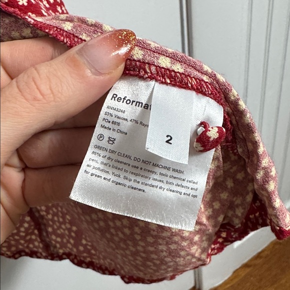 Reformation Locklin Midi Dress Dakota Red Ditsy Floral Size 2 - Picture 4 of 16